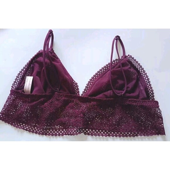 Victoria's Secret Triangle Bralette Size Large Lace Burgundy Wine   Adjustable - Picture 6 of 6